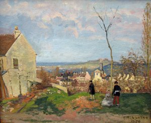 Louveciennes z Mont Valérien w tle autorstwa Camille Jacob Pissarro